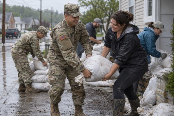 Soldiers helping their community